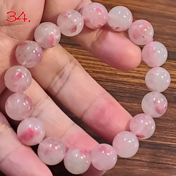 櫻花雨薔薇 薔薇輝石 手鍊 手環 手珠 玉化薔薇石 12mm 天然❤水晶玉石特賣#R155-15