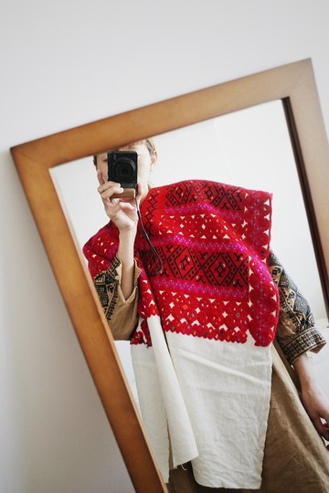 Vintage 墨西哥重工手工刺繡手織布斗篷