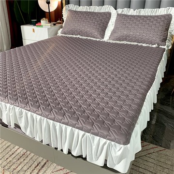 花邊冰絲乳膠涼席三件套夏季裸睡家用可水洗機洗宿舍單人軟草席子