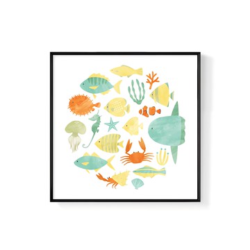 Boluo 菠蘿選畫所 歡樂水族館 ANSD4401G  40 x 40cm  金色