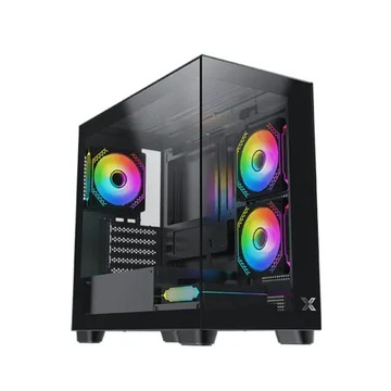 Xigmatek 富鈞 Endorphin S M-ATX 海景房 黑色機殼 附四顆ARGB稜鏡風扇