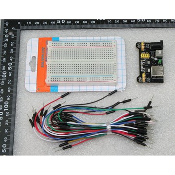 【AI電子】Arduino 830孔 麵包板 + 麵包板專用電源模組 + 65條麵包板連接線 紮線 三件套