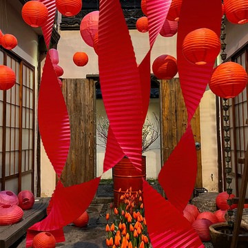 中秋國慶燈籠裝飾瓦楞紙掛飾吊飾拉花彩帶店鋪櫥窗氛圍場景佈置lucky2458