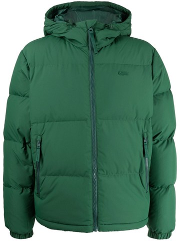 Lacoste - logo-patch zip-up padded jacket - men - Polyester/Polyester/Polyester - 50 - Green