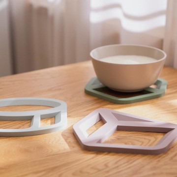 【新品上市】EASY KITCHEN 3D立體矽膠隔熱墊 豆青綠(方塊)