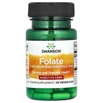 Swanson Vitamins, 葉酸，30 粒素食膠囊（每粒 680 微克 DFE）