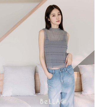 【初夏新品】BeLLA 透紗皺皺打底衣 灰色