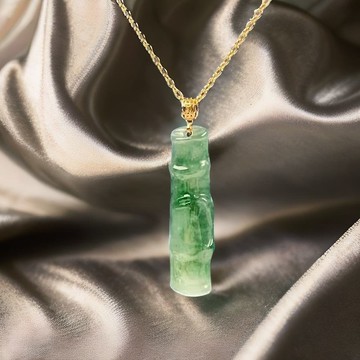 【節節高升】冰飄綠花節節高升吊飾18K金頭 | 天然緬甸玉 | 送禮