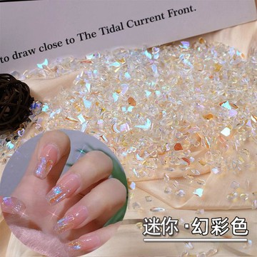 ✨台灣出貨✨美甲極光鉆迷你鉆溫精靈同款香檳茶紫色幻彩鉆平底鉆透色異形鉆