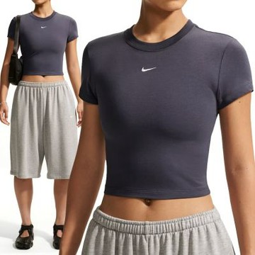 Nike As W Nsw Nk Chll Knt Crp 短袖 女款 鐵灰色 短版 合身 T恤 HF9539-014