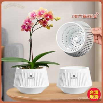 【蝴蝶蘭專用花盆】2025新款 美蒔 控根透氣 輕奢高級感 雙層套盆 塑料水培花盆 蘭花盆 大花盆 水培 桃園出貨 全臺