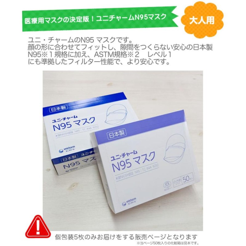 マスク 日本製 5枚 N95 医療用 ユニ・チャーム サージカルタイプ 大人