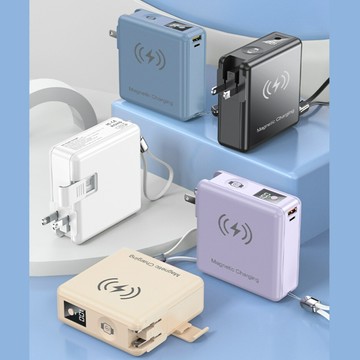 6合1行動電源 9代15000mah pd20w快充c3.0 無線充電 充電器 蘋果+type-c