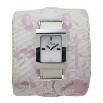 【日本直運】Christian Dior (迪奧) Marris (瑪莉絲) 手錶 D78-109 不鏽鋼x皮革 石英 指針式顯示 珍珠母貝白色錶盤 女士【二手】