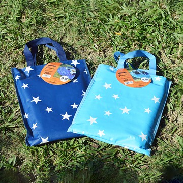 日本Pearl Life Picgene系列攜帶型星星款圓形野餐墊/防水地墊200cm (海軍藍/天空藍)　附提袋