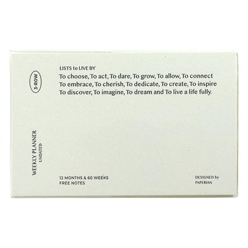 PAPERIAN LISTS to LIVE BY 3-ROW 無時效週計畫本 香草色  Vanilla  138 x 88 mm  1本