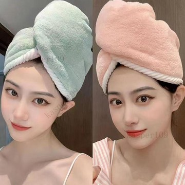 新款♥雙層幹發帽女士加厚珊瑚絨柔軟吸水浴帽擦頭髮不掉毛速幹發巾