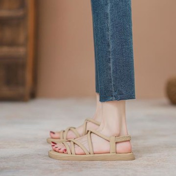 涼鞋女款夏季2025年新款女鞋平底休閑涼拖鞋女外穿沙灘鞋羅馬涼鞋