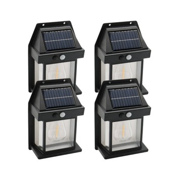 壁燈 超值四入組【SoluxGlow】太陽能LED感應鎢絲復古壁燈