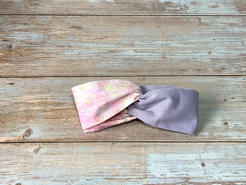 交叉髮帶/雙色拼接款/薰衣草紫+粉彩