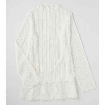 【Merite】半高領磨毛拼接蕾絲(DM商品)