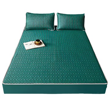Dr.dream 涼感絲床笠乳膠床包 + 枕套  玻璃綠  單人加大