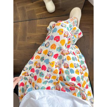 日系甜美ins睡褲春夏季純棉紗布薄款寬松大碼可外穿遛彎棉紗長褲