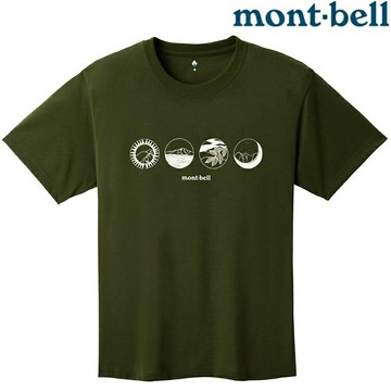 Mont-Bell Wickron 中性款 排汗衣 1114732 Mountain Scenes 山景 DGN 深綠