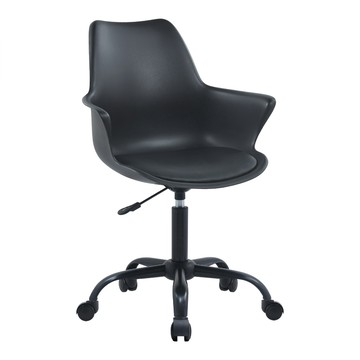 E-home Axe埃克斯簡約軟墊扶手PP黑腳電腦椅-四色可選黑色