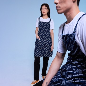 Lee 男女款 印花牛仔工作圍裙 深藍洗水｜Modern