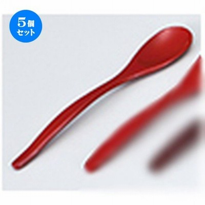 5個セット 越前漆器 彩スプーン 朱 ［ 137 x 25mm ］ 【 料亭 旅館 和食器 飲食店 業務用 】