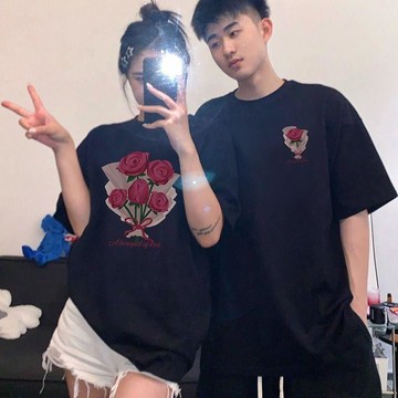 台灣现貨【情侶裝】100%純棉上衣 情侶短袖 夏天T恤 女生短袖 男生上衣 男女同款潮T 百搭上衣 女生上衣 男生短袖