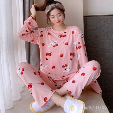 台灣出貨 卡通睡衣女 春秋季睡衣 長袖兩件套居家服 女士睡衣 卡通睡衣 長袖睡衣  可外穿睡衣 休閒家居服 秋季長袖睡衣