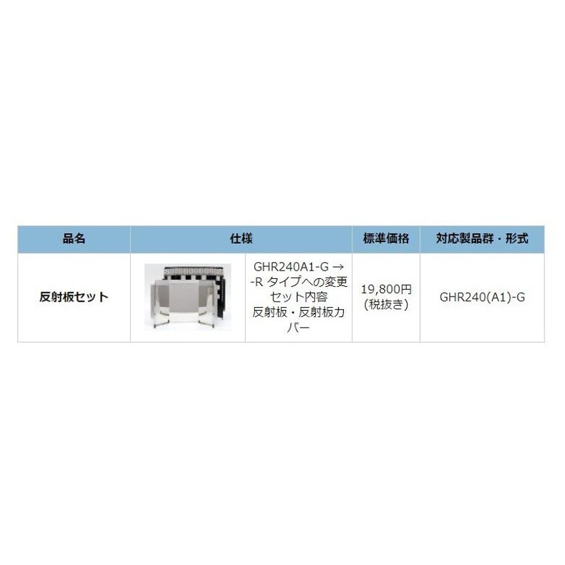 代引き不可 ORION オリオン機械 ジェットヒーターGHR240A1-G用 反射板