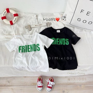 🌈✨mix1001❤️台灣製FRIENDS字母上衣✨兒童綠色大字母印圖休閒上衣 5-17