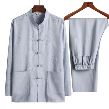 春夏棉麻唐裝男長袖套裝中山裝漢服亞麻爺爺襯衫中老年爸爸裝大碼