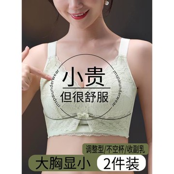 內衣女超薄款夏季無鋼圈收副乳防下垂調整型全罩杯大胸顯小文胸罩