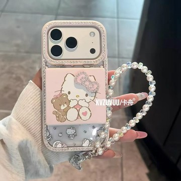 立體水鑽蝴蝶結鏡子iPhone17promax手機殼蘋果16防摔11/12/13潮14創意15防摔