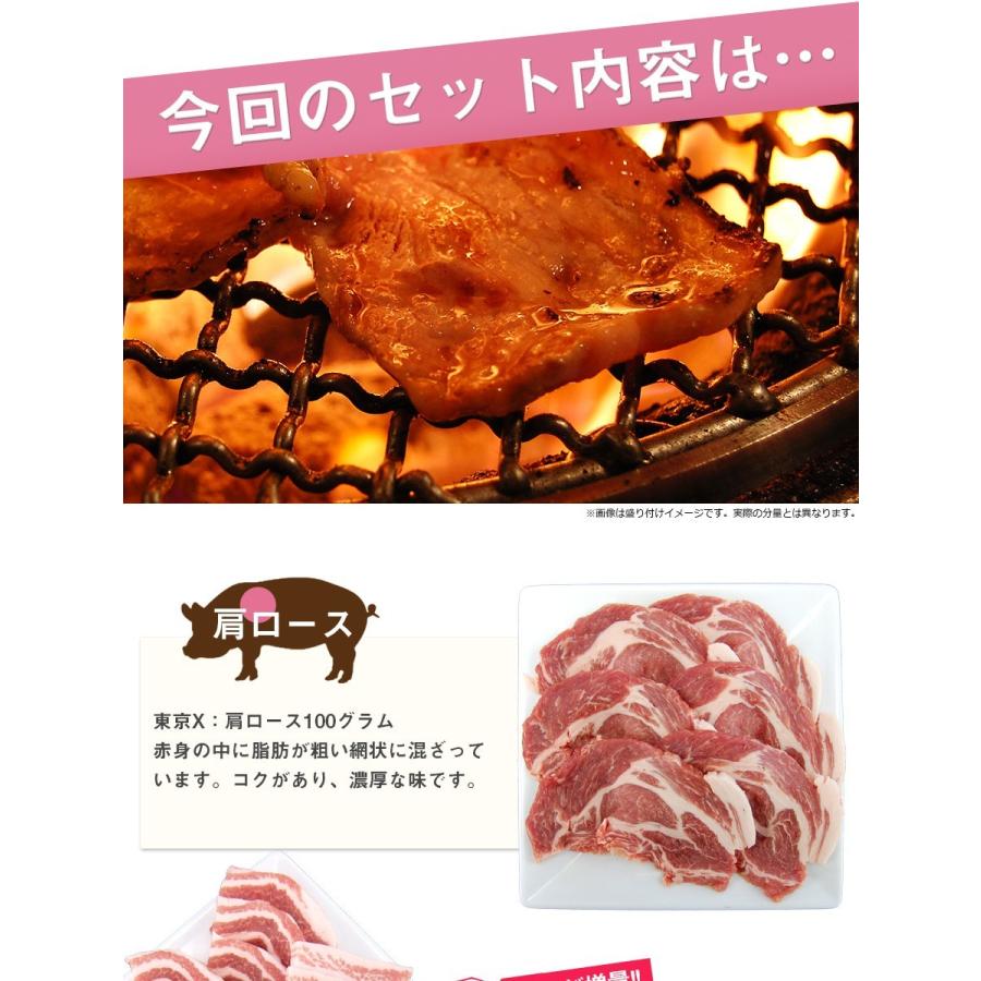 送料無料 TOKYO X 焼肉セット 800g 幻の豚肉 東京X トウキョウエックス 豚肉 肩ロース バラ肉 モモ肉 切り落とし 更におまけに100g 業務用 食品 おかず お歳暮