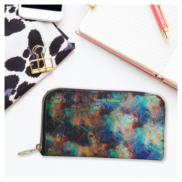 絢麗多彩如鮑魚貝般閃耀的神秘海底長夾式零錢包 真皮