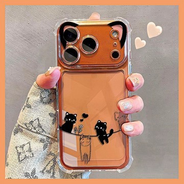 四角貓耳線路手機殼iPhone17/18潮16plus蘋果15promax防摔14卡通13 12 11