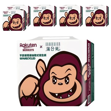 蒲公英 樂天桃猿 環保抽取式衛生紙 100%再生紙  110張  12包  6袋