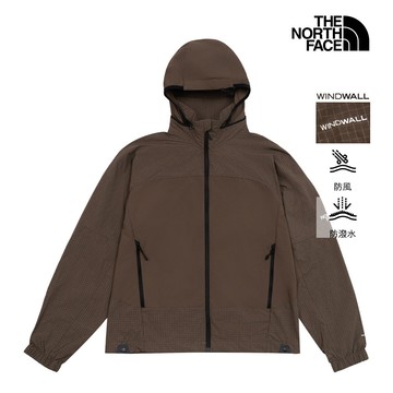 The North Face北面男款棕色WINDWALL防風可收納連帽外套｜8ENF1OI
