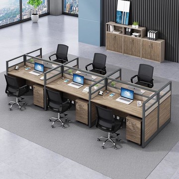 含運  辦公家具簡約現代辦工桌4/6人位工作位職員辦公桌椅屏風卡座組合