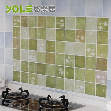YOLE悠樂居-雅緻夏荷廚房自黏防油壁貼_2入 60x100cm 四色任選