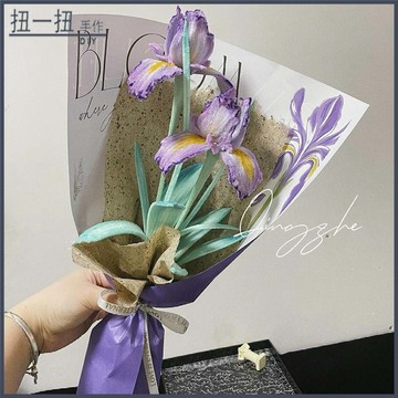 畢業花束🌷 超火ins扭扭棒鳶尾花花束diy材料七夕情人節生日禮物送男女友閨蜜 手作花束 交換禮物 畢業禮物