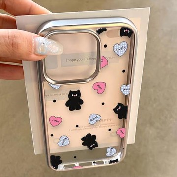 愛心小貓咪適用三星s24ultra手機殼電鍍s23s22/s21fe日韓a55a15a54a53卡通a73甜酷少女a33a34小眾a05s防摔潮