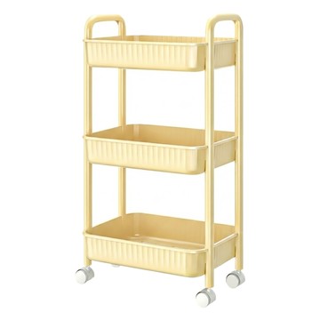 小麥購物 奶油風推車置物架 C500 39 x 29.5 x 76.5 cm  3層  黃色