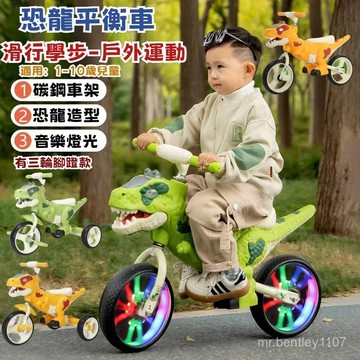 3-10嵗兒童騎乘玩具 兒童恐龍平衡車 兒童平衡車 男女寶寶可坐仿真恐龍滑行單車 1-3-6嵗無腳踏自行車 兒童生日禮物