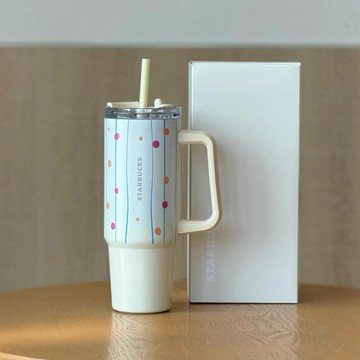 星巴克新款爪爪天地軟萌治癒大容量車載水杯戶外便攜雙飲口冰霸杯